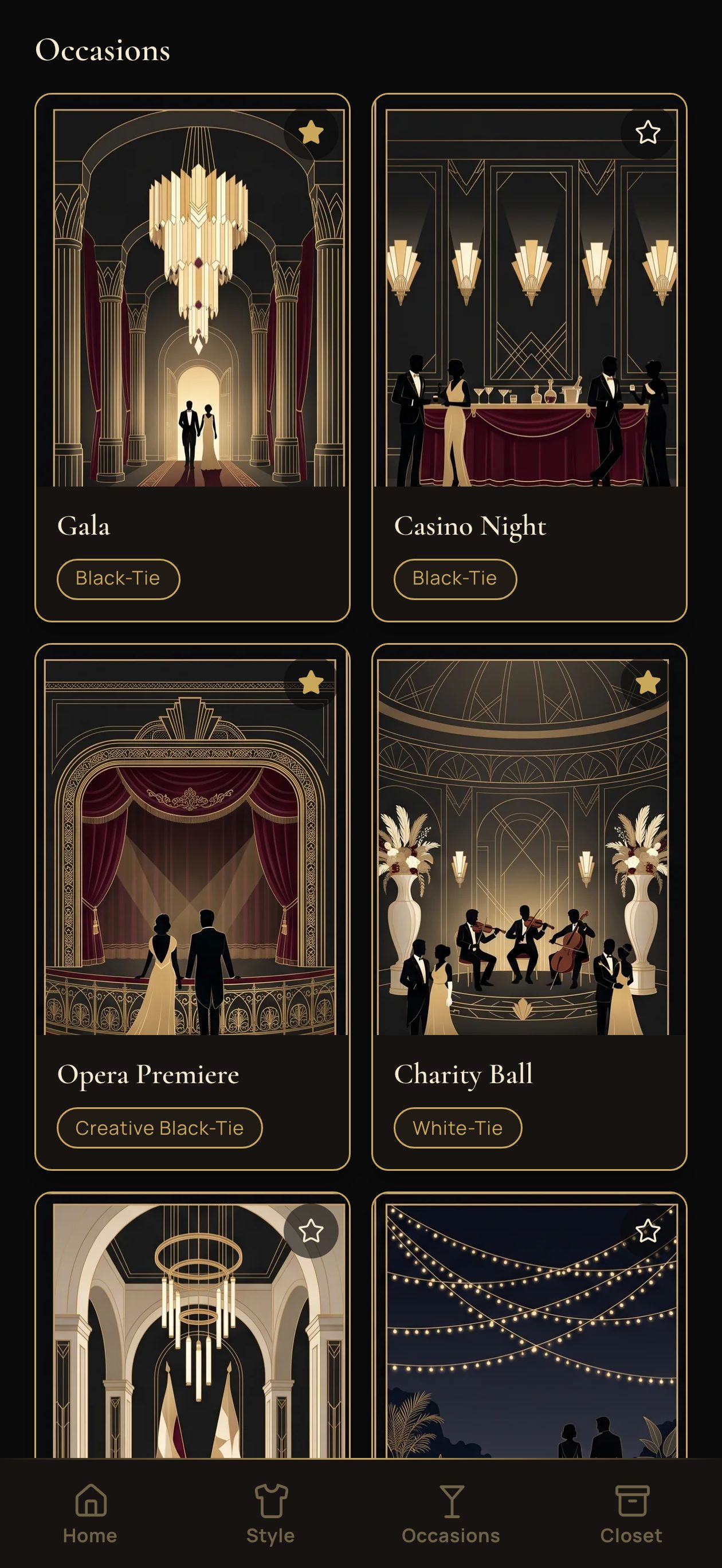 Occasions grid
